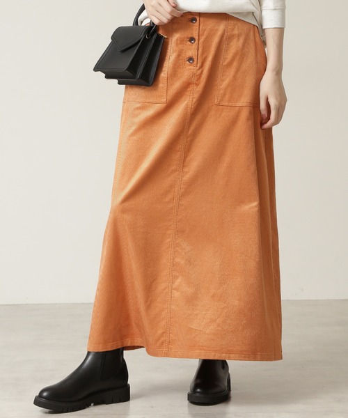 NATURAL BEAUTY BASIC（ナチュラルビューティーベーシック）の「フロントボタンコーデュロイスカート（スカート・レディース・グレー/オレンジ・SMALL/X-SMALL/MEDIUM）」の20枚目の写真
