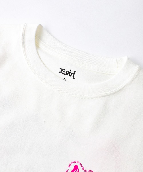 X-girl(エックスガール)の「FLOWERS LOGO L/S TEE(Tシャツ/カットソー・レディース・ベージュ/ホワイト/チャコール・S/XL/M/L)」の7枚目の写真