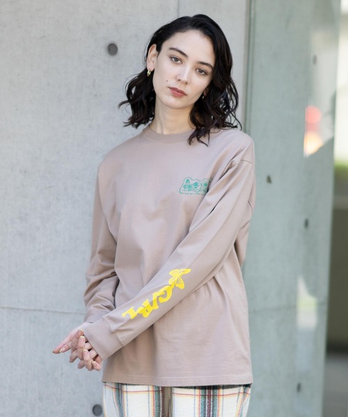 X-girl(エックスガール)の「FLOWERS LOGO L/S TEE(Tシャツ/カットソー・レディース・ベージュ/ホワイト/チャコール・S/XL/M/L)」の16枚目の写真