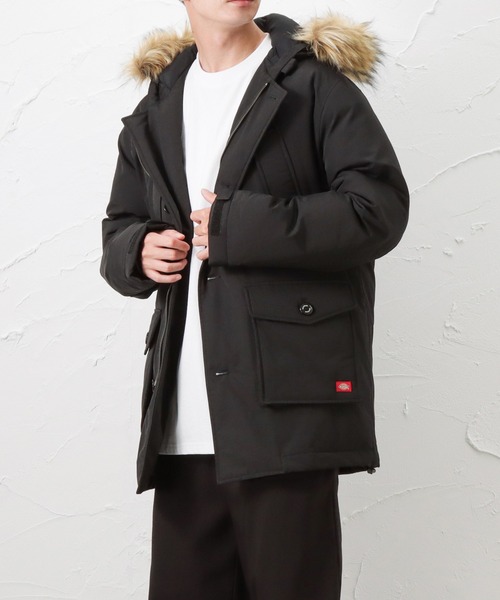 Dickies（ディッキーズ）の「Dickies ディッキーズ フードファー中綿ジャケット（ダウンジャケット/コート・メンズ・ブラック/カーキ・M/XL/L）」の5枚目の写真