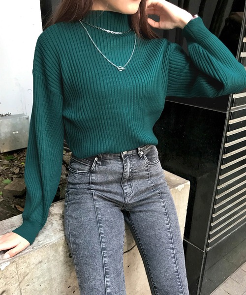 INGNI（イング）の「ボトルネック／リブニット（ニット/セーター・レディース・オフホワイト/ブラック/グレー系その他/モカ/グリーン/ブルー/マスタード/ボルドー/レッド/イエロー・M）」の5枚目の写真