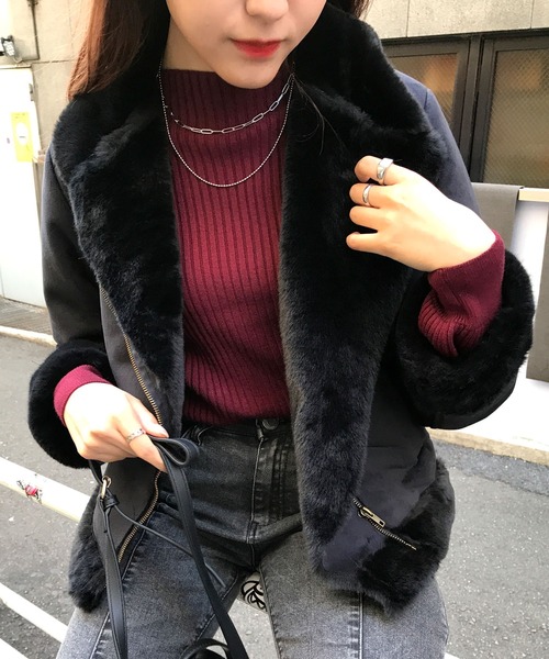 INGNI（イング）の「ボトルネック／リブニット（ニット/セーター・レディース・オフホワイト/ブラック/グレー系その他/モカ/グリーン/ブルー/マスタード/ボルドー/レッド/イエロー・M）」の10枚目の写真