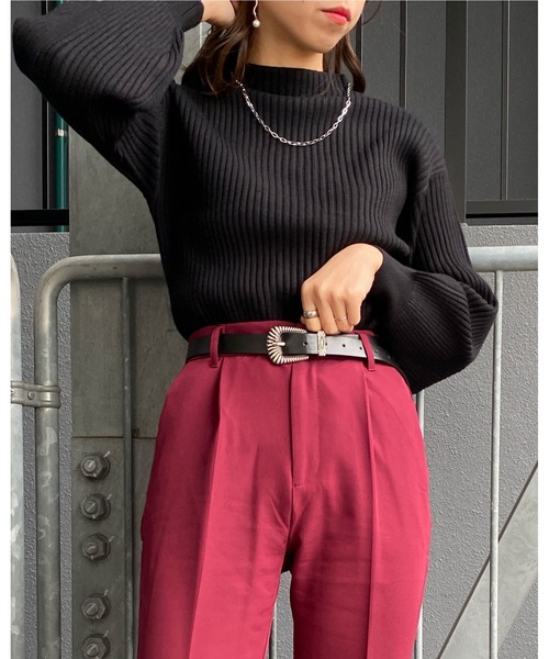 INGNI（イング）の「ボトルネック／リブニット（ニット/セーター・レディース・オフホワイト/ブラック/グレー系その他/モカ/グリーン/ブルー/マスタード/ボルドー/レッド/イエロー・M）」の3枚目の写真