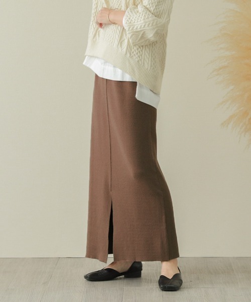 La-gemme（ラジェム）の「スリットタイトニットスカート（スカート・レディース・グレー/ブラック/ブラウン・M/L）」の8枚目の写真