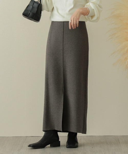 La-gemme（ラジェム）の「スリットタイトニットスカート（スカート・レディース・グレー/ブラック/ブラウン・M/L）」の12枚目の写真
