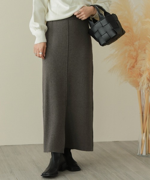 La-gemme（ラジェム）の「スリットタイトニットスカート（スカート・レディース・グレー/ブラック/ブラウン・M/L）」の9枚目の写真