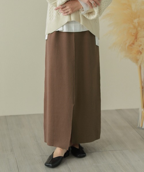 La-gemme（ラジェム）の「スリットタイトニットスカート（スカート・レディース・グレー/ブラック/ブラウン・M/L）」の22枚目の写真