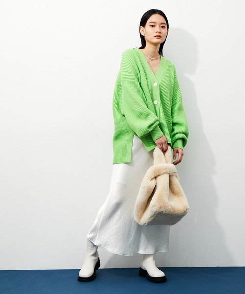 アダム・エ・ロペ　淡いグリーン ADAM ET ROPE'（アダムエロペ）の「畦ボクシーニット