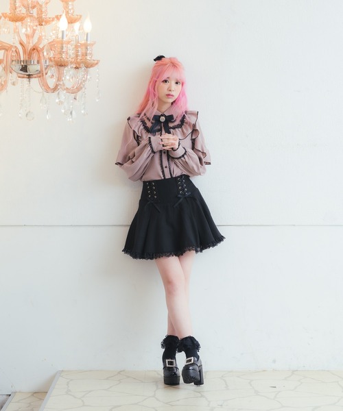 ROJITA(ロジータ)の「Wレースアップスカパン(その他パンツ・レディース・グレー/ブラック・FREE)」の1枚目の写真