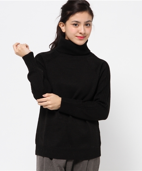 CIAOPANIC TYPY（チャオパニックティピー）の「編地キリカエタートルニットプルオーバー（ニット/セーター・レディース・ホワイト/グレー/ブラック・FREE）」の2枚目の写真