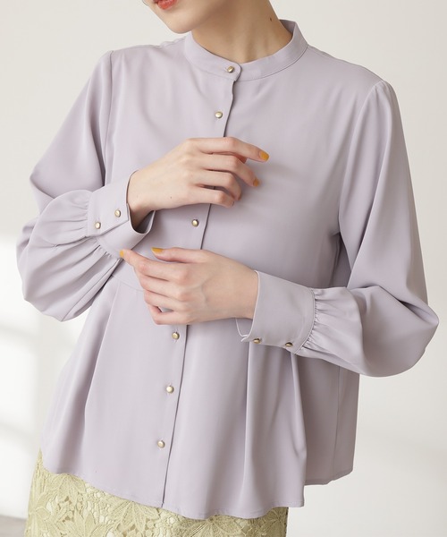 N.（N. Natural Beauty Basic）（エヌエヌナチュラルビューティーベーシック）の「◆ゴールドボタンペプラムブラウス（シャツ/ブラウス・レディース・パープル/オフホワイト/オレンジ・MEDIUM）」の11枚目の写真