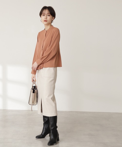 N.（N. Natural Beauty Basic）（エヌエヌナチュラルビューティーベーシック）の「◆ゴールドボタンペプラムブラウス（シャツ/ブラウス・レディース・パープル/オフホワイト/オレンジ・MEDIUM）」の8枚目の写真