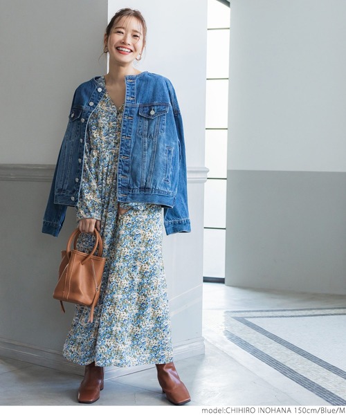 coca（coca）（コカ）の「ブルーフラワーワンピース（ワンピース・レディース・ブルー・M/L）」の7枚目の写真