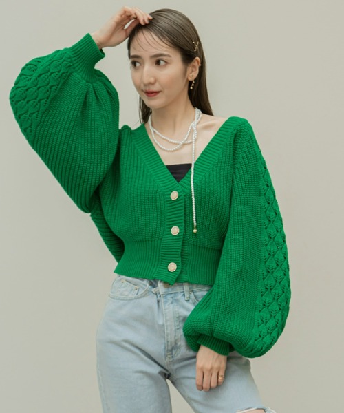 VIRINA ローラカーディガン ブラック XS/Sサイズ バルーンスリーブ VIRINA ローラカーディガン ブラック XS/Sサイズ バルーンスリーブ