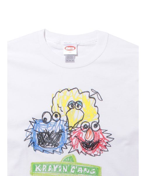 LITTLE UNION（リトルユニオン）の「【KRAYON GANG】MONSTER L/S Tee（Tシャツ/カットソー・メンズ・ホワイト・MEDIUM/LARGE/X-LARGE）」の4枚目の写真