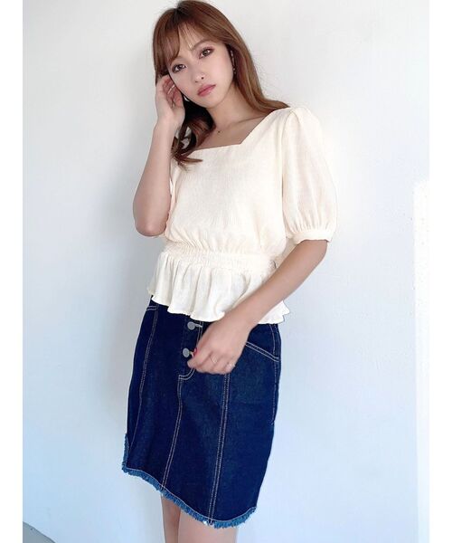 フロントボタンミニスカート【セットアップ着用可能】