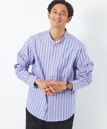 green label relaxing | オックス ストライプ バンドカラー 長袖 シャツ -防シワ-(シャツ/ブラウス)