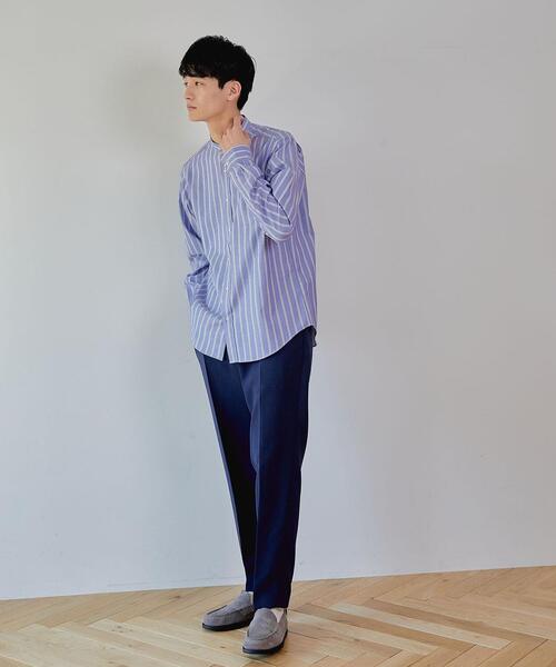 green label relaxing（グリーンレーベルリラクシング）の「オックス ストライプ バンドカラー 長袖 シャツ -防シワ-（シャツ/ブラウス・メンズ・オリーブ/ネイビー/ベージュ・L/XL/S/M）」の10枚目の写真