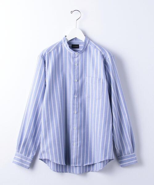 green label relaxing（グリーンレーベルリラクシング）の「オックス ストライプ バンドカラー 長袖 シャツ -防シワ-（シャツ/ブラウス・メンズ・オリーブ/ネイビー/ベージュ・L/XL/S/M）」の11枚目の写真