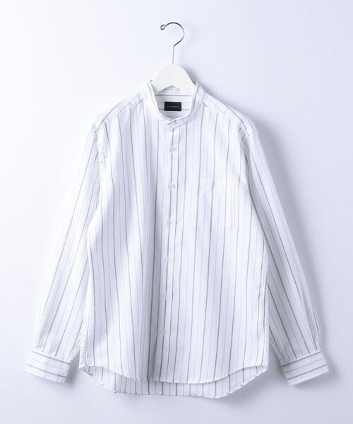 green label relaxing（グリーンレーベルリラクシング）の「オックス ストライプ バンドカラー 長袖 シャツ -防シワ-（シャツ/ブラウス・メンズ・オリーブ/ネイビー/ベージュ・L/XL/S/M）」の21枚目の写真