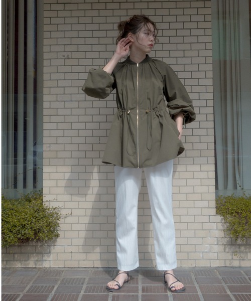 kaene（カエン）の「ドロストシャーリング撥水ブルゾン / daily collection（ブルゾン・レディース・ベージュ/カーキ/ブラック・2/3）」の12枚目の写真