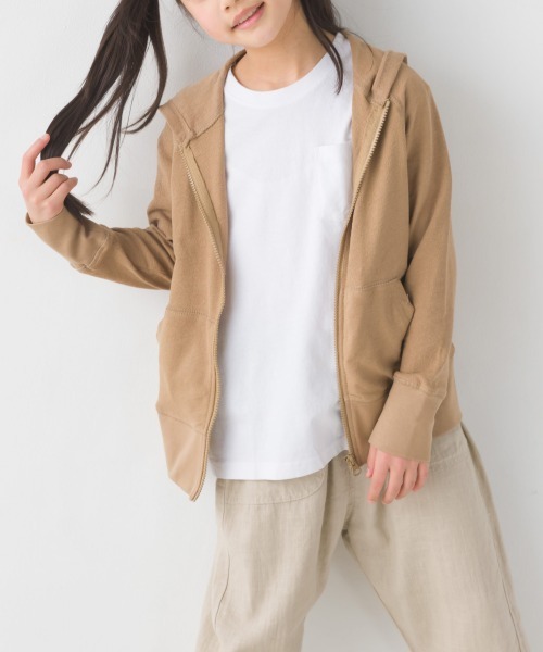 OMNES（オムネス）の「キッズ スラブコットンジップパーカー（パーカー・キッズ・ネイビー/ピンク/アイボリー/ブルーグレー/キャメル・100/110/120/130/140）」の5枚目の写真