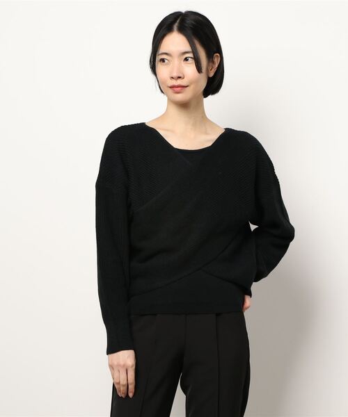 AZUL by moussy(アズールバイマウジー)の「2WAY FRONT TWIST SET KNIT TOPS/ツーウェイツイストセットニットトップス(ニット/セーター・レディース・ライトイエロー/ブラック/オフホワイト/スモークピンク・MEDIUM/SMALL)」の10枚目の写真
