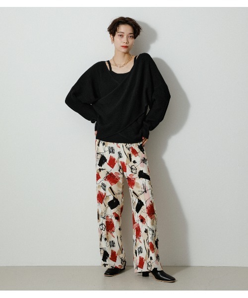 AZUL by moussy(アズールバイマウジー)の「2WAY FRONT TWIST SET KNIT TOPS/ツーウェイツイストセットニットトップス(ニット/セーター・レディース・ライトイエロー/ブラック/オフホワイト/スモークピンク・MEDIUM/SMALL)」の13枚目の写真