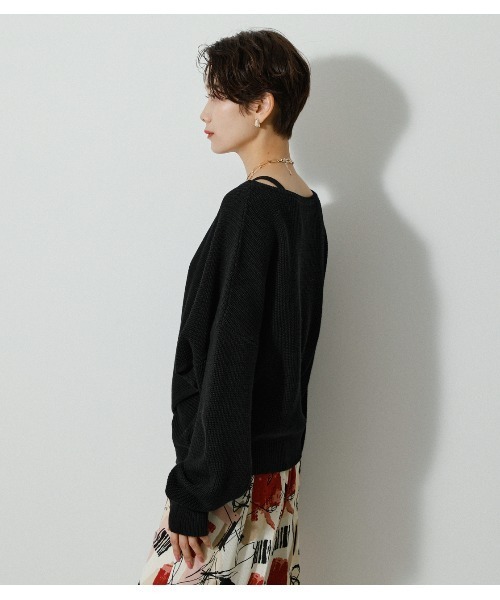 AZUL by moussy(アズールバイマウジー)の「2WAY FRONT TWIST SET KNIT TOPS/ツーウェイツイストセットニットトップス(ニット/セーター・レディース・ライトイエロー/ブラック/オフホワイト/スモークピンク・MEDIUM/SMALL)」の15枚目の写真