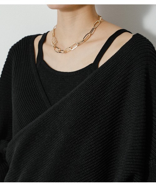 AZUL by moussy(アズールバイマウジー)の「2WAY FRONT TWIST SET KNIT TOPS/ツーウェイツイストセットニットトップス(ニット/セーター・レディース・ライトイエロー/ブラック/オフホワイト/スモークピンク・MEDIUM/SMALL)」の20枚目の写真