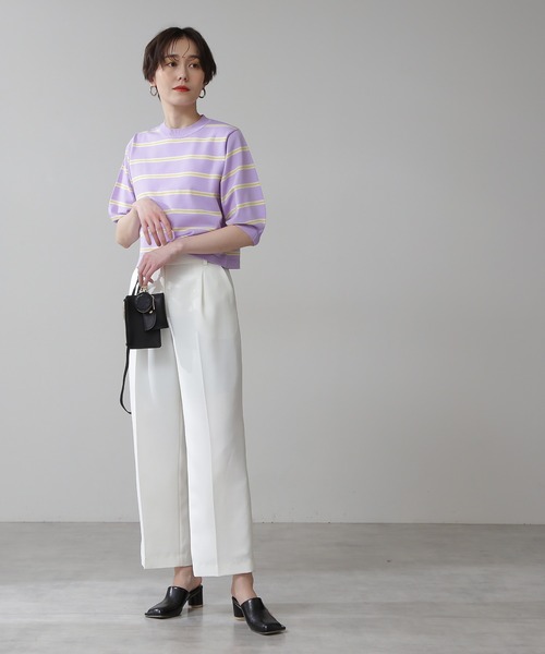 N.（N. Natural Beauty Basic）（エヌエヌナチュラルビューティーベーシック）の「◆マルチボーダーパフニット（ニット/セーター・レディース・ネイビー/レッド/ライラック・MEDIUM）」の8枚目の写真