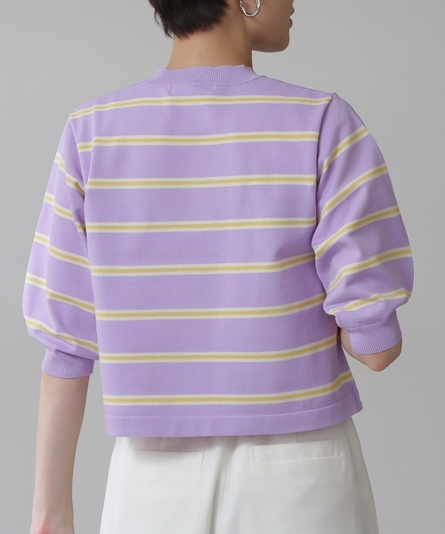 N.（N. Natural Beauty Basic）（エヌエヌナチュラルビューティーベーシック）の「◆マルチボーダーパフニット（ニット/セーター・レディース・ネイビー/レッド/ライラック・MEDIUM）」の10枚目の写真