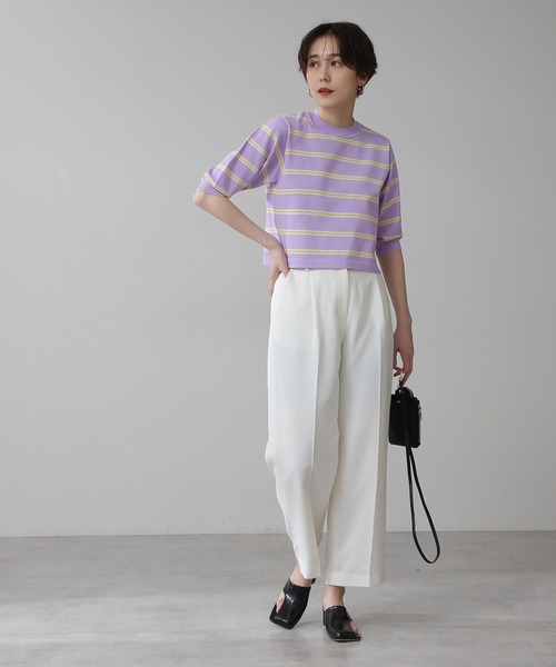 N.（N. Natural Beauty Basic）（エヌエヌナチュラルビューティーベーシック）の「◆マルチボーダーパフニット（ニット/セーター・レディース・ネイビー/レッド/ライラック・MEDIUM）」の12枚目の写真