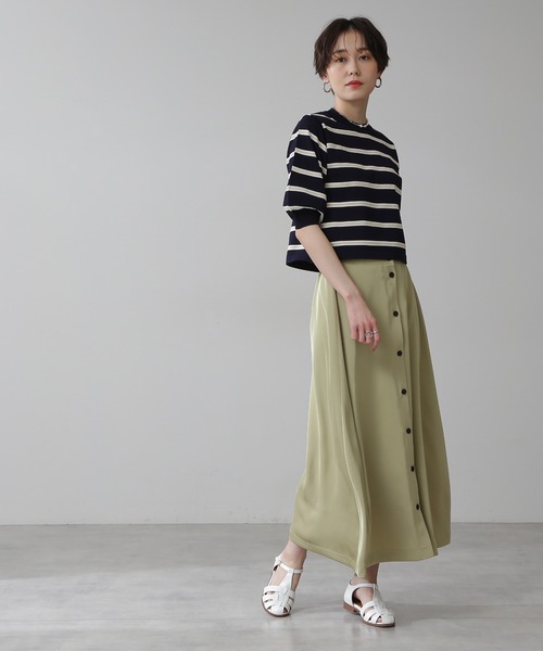 N.（N. Natural Beauty Basic）（エヌエヌナチュラルビューティーベーシック）の「◆マルチボーダーパフニット（ニット/セーター・レディース・ネイビー/レッド/ライラック・MEDIUM）」の5枚目の写真