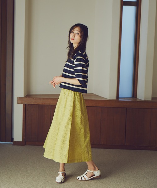 N.（N. Natural Beauty Basic）（エヌエヌナチュラルビューティーベーシック）の「◆マルチボーダーパフニット（ニット/セーター・レディース・ネイビー/レッド/ライラック・MEDIUM）」の13枚目の写真