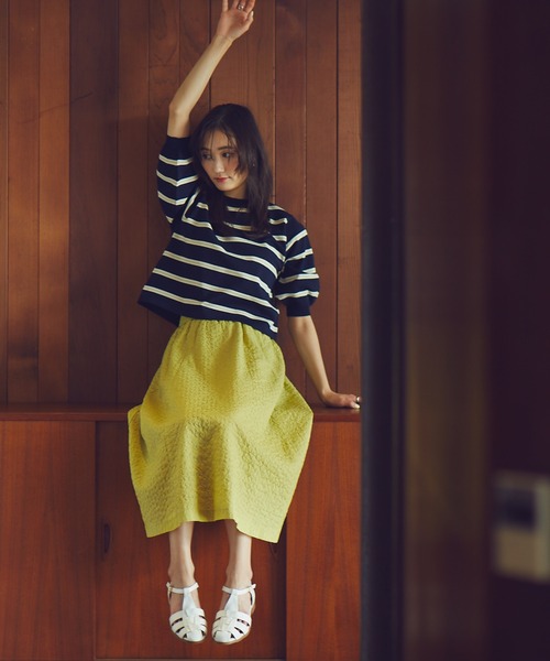 N.（N. Natural Beauty Basic）（エヌエヌナチュラルビューティーベーシック）の「◆マルチボーダーパフニット（ニット/セーター・レディース・ネイビー/レッド/ライラック・MEDIUM）」の14枚目の写真