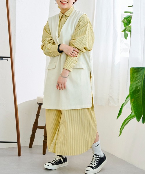 CPCM(シーピーシーエム)の「カラーストライプロングシャツワンピース(シャツワンピース・レディース・ブラウン/サックスブルー/イエロー/レッド・FREE)」の18枚目の写真