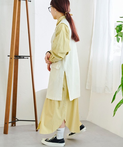 CPCM(シーピーシーエム)の「カラーストライプロングシャツワンピース(シャツワンピース・レディース・ブラウン/サックスブルー/イエロー/レッド・FREE)」の21枚目の写真