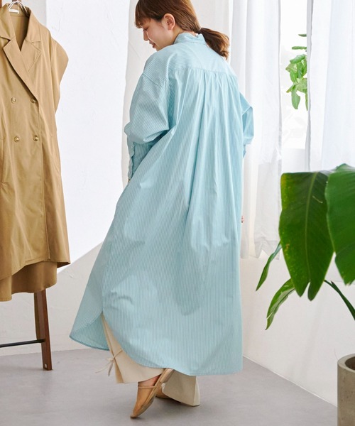 CPCM(シーピーシーエム)の「カラーストライプロングシャツワンピース(シャツワンピース・レディース・ブラウン/サックスブルー/イエロー/レッド・FREE)」の10枚目の写真