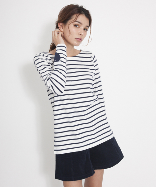 MILKFED.(ミルクフェド)の「STRIPE L/S 2WAY TOP (トップス/バスクシャツ/カーディガン/ボーダー/ハート)(Tシャツ/カットソー・レディース・ブラック/ピンク/ネイビー・SMALL/MEDIUM)」の3枚目の写真