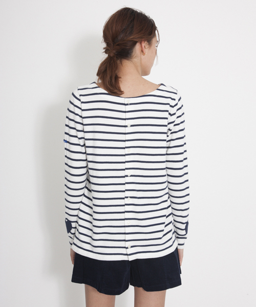 MILKFED.(ミルクフェド)の「STRIPE L/S 2WAY TOP (トップス/バスクシャツ/カーディガン/ボーダー/ハート)(Tシャツ/カットソー・レディース・ブラック/ピンク/ネイビー・SMALL/MEDIUM)」の5枚目の写真