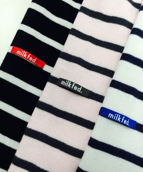 MILKFED.(ミルクフェド)の「STRIPE L/S 2WAY TOP (トップス/バスクシャツ/カーディガン/ボーダー/ハート)(Tシャツ/カットソー・レディース・ブラック/ピンク/ネイビー・SMALL/MEDIUM)」の7枚目の写真