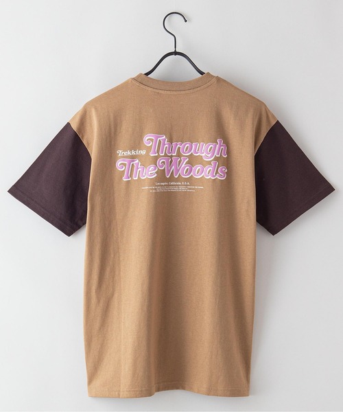 OUTDOOR PRODUCTS(アウトドアプロダクツ)の「USAコットン袖切替プリントTシャツ ビッグシルエット コットン100%(Tシャツ/カットソー・レディース・オリーブ/ベージュ/ネイビー・FREE)」の2枚目の写真