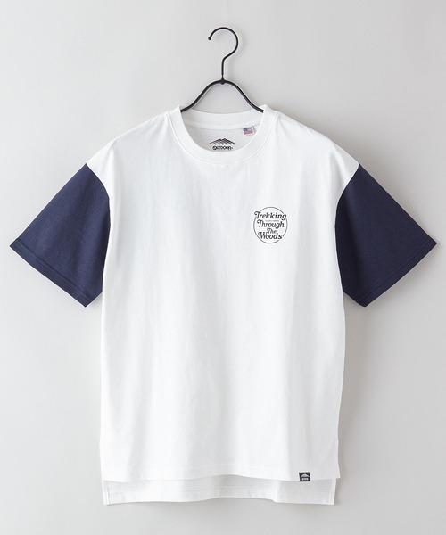 OUTDOOR PRODUCTS(アウトドアプロダクツ)の「USAコットン袖切替プリントTシャツ ビッグシルエット コットン100%(Tシャツ/カットソー・レディース・オリーブ/ベージュ/ネイビー・FREE)」の6枚目の写真