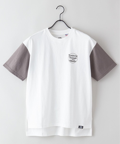 OUTDOOR PRODUCTS(アウトドアプロダクツ)の「USAコットン袖切替プリントTシャツ ビッグシルエット コットン100%(Tシャツ/カットソー・レディース・オリーブ/ベージュ/ネイビー・FREE)」の5枚目の写真