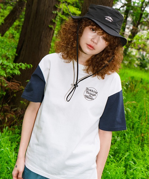 OUTDOOR PRODUCTS(アウトドアプロダクツ)の「USAコットン袖切替プリントTシャツ ビッグシルエット コットン100%(Tシャツ/カットソー・レディース・オリーブ/ベージュ/ネイビー・FREE)」の17枚目の写真
