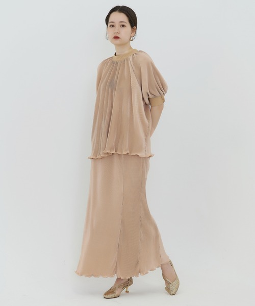 TINA:JOJUN(ティーナジョジュン)の「プリーツ ボリュームブラウス TINA:JOJUN(シャツ/ブラウス・レディース・ピンクベージュ/ブルーグレー・M)」の9枚目の写真