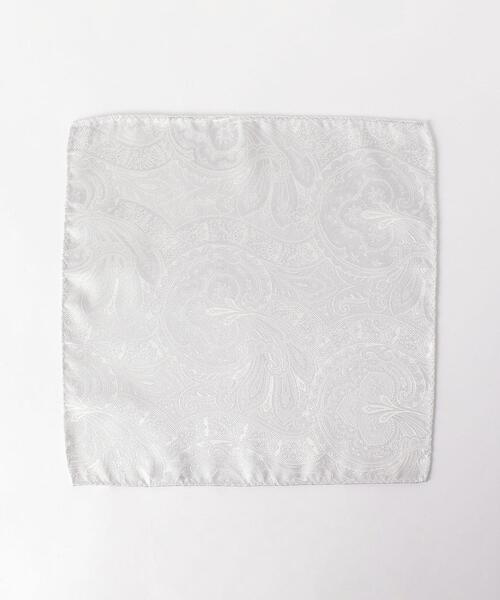 green label relaxing（グリーンレーベルリラクシング）の「GLR シルク フォーマル ペイズリー ポケットチーフ（ポケットチーフ・メンズ・ホワイト/シルバー・FREE）」の3枚目の写真