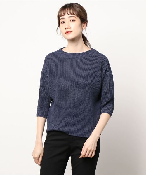 HELIOPOLE（エリオポール）の「MIDDLE GAUGE DOLMAN BULKY PO（ニット/セーター・レディース・イエロー/ベージュ/ネイビー・38）」の2枚目の写真