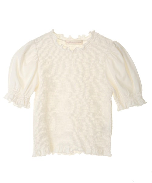 31 Sons de mode（トランテアン　ソン　ドゥ　モード）の「シャーリングパフスリーブカットソー（Tシャツ/カットソー・レディース・ブラック/オフホワイト/ピンク・36）」の6枚目の写真